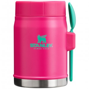 Stanley The Heat Wave Classic Legendary Food Jar + Spork | 14 OZ Pembe | 10FJBCMNH