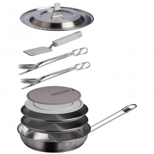 Stanley The Wildfare Pro Fry Pan Cookset 15-piece set | 1.1 QT Pale Pebble + Stone | 46AKPRFLM