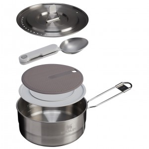 Stanley The Wildfare Pro Saucepan Cookset 5-piece set | 2 QT Pale Pebble + Stone | 32PNTOEQS