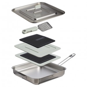 Stanley The Wildfare Pro Square Pan Cookset 5-piece set | 2 QT Pale Pebble + Stone | 53QNWMBVL